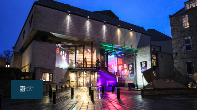 Photograph of building at night