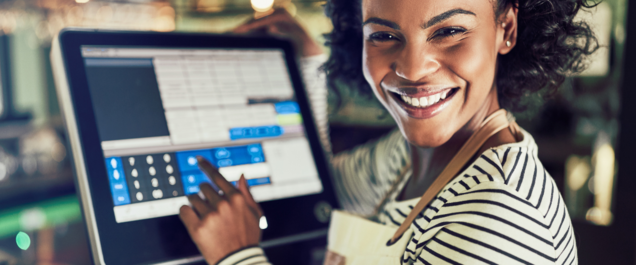Photo of woman using Epos system