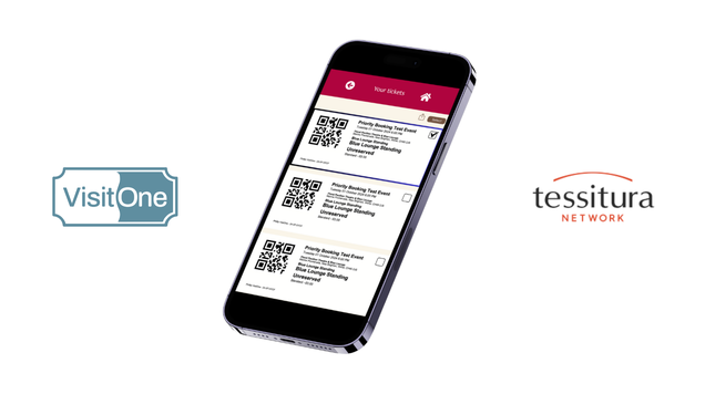 image of a phone with two logos of VisitOne and Tessitura