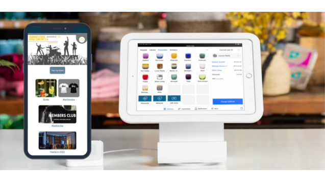 Image of mobile phone and EPOS kiosk