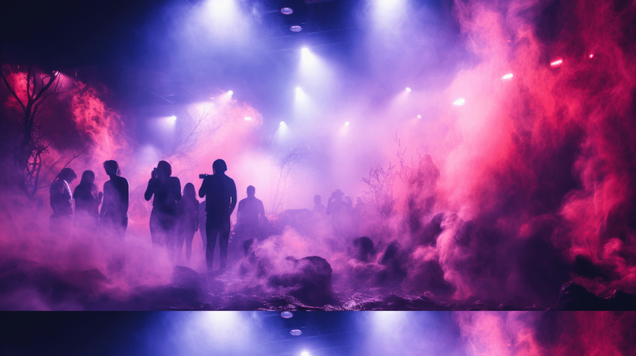 photo of audiences members in a cloud filled immersive experience